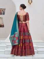 Thumbnail for Monjolika Fashion Maroon Color Kanjivaram Silk Jacquard Designer Lehenga Choli