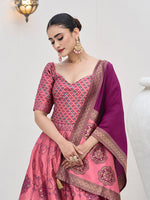 Thumbnail for Monjolika Fashion Pink Color Kanjivaram Silk Jacquard Designer Lehenga Choli