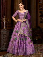Thumbnail for Monjolika Fashion Purple Color Kanjivaram Silk Jacquard Designer Lehenga Choli