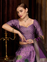 Thumbnail for Monjolika Fashion Purple Color Kanjivaram Silk Jacquard Designer Lehenga Choli