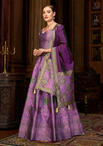 Thumbnail for Monjolika Fashion Purple Color Kanjivaram Silk Jacquard Designer Lehenga Choli