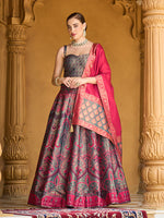 Thumbnail for Monjolika Fashion Thread Work Jacquard Silk In Multicolor Lehenga Choli