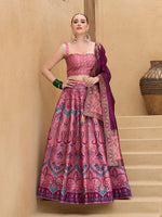 Thumbnail for Monjolika Fashion Thread Work Jacquard Silk In Pink Lehenga Choli