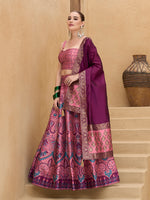Thumbnail for Monjolika Fashion Thread Work Jacquard Silk In Pink Lehenga Choli