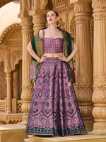 Thumbnail for Monjolika Fashion Thread Work Jacquard Silk In Purple Lehenga Choli