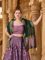 Thumbnail for Monjolika Fashion Thread Work Jacquard Silk In Purple Lehenga Choli