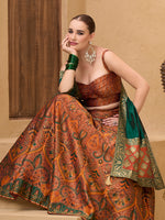 Thumbnail for Monjolika Fashion Thread Work Jacquard Silk In Rust Orange Lehenga Choli