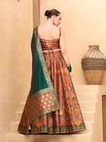 Thumbnail for Monjolika Fashion Thread Work Jacquard Silk In Rust Orange Lehenga Choli