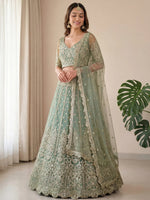 Thumbnail for Tulsi Art Dazzling Green Embroidered Soft Net Function Wear Lehenga Choli