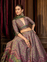 Thumbnail for Monjolika Fashion Sea Green Trendy Kanjivaram Jacquard Woven Work Lehenga Choli