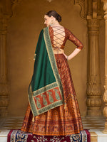 Thumbnail for Monjolika Fashion Rust Orange Trendy Kanjivaram Jacquard Woven Work Lehenga Choli - Distacart