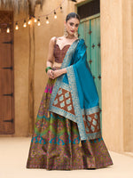 Thumbnail for Monjolika Fashion Designer Lehenga Choli Jacquard Kanjivaram Silk In Brown