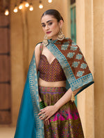 Thumbnail for Monjolika Fashion Designer Lehenga Choli Jacquard Kanjivaram Silk In Brown