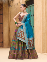 Thumbnail for Monjolika Fashion Designer Lehenga Choli Jacquard Kanjivaram Silk In Brown