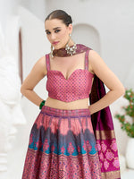 Thumbnail for Monjolika Fashion Designer Lehenga Choli Jacquard Kanjivaram Silk In Pink