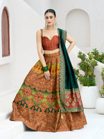 Thumbnail for Monjolika Fashion Designer Lehenga Choli Jacquard Kanjivaram Silk In Rust