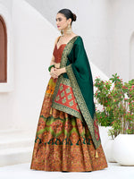 Thumbnail for Monjolika Fashion Designer Lehenga Choli Jacquard Kanjivaram Silk In Rust