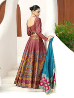 Thumbnail for Monjolika Fashion Red Kanjivaram Jacquard Designer Lehenga Choli For Ceremonial - Distacart