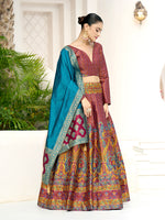 Thumbnail for Monjolika Fashion Red Kanjivaram Jacquard Designer Lehenga Choli For Ceremonial - Distacart