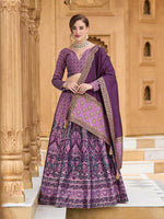 Thumbnail for Monjolika Fashion Lavender Kanjivaram Jacquard Designer Lehenga Choli For Ceremonial