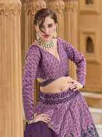 Thumbnail for Monjolika Fashion Lavender Kanjivaram Jacquard Designer Lehenga Choli For Ceremonial