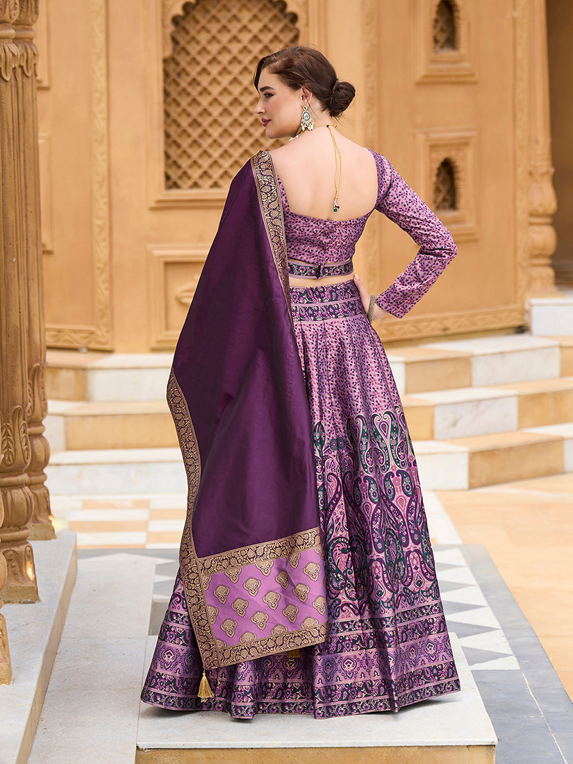 Monjolika Fashion Lavender Kanjivaram Jacquard Designer Lehenga Choli For Ceremonial
