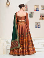 Thumbnail for Monjolika Fashion Rust Kanjivaram Jacquard Designer Lehenga Choli For Ceremonial - Distacart