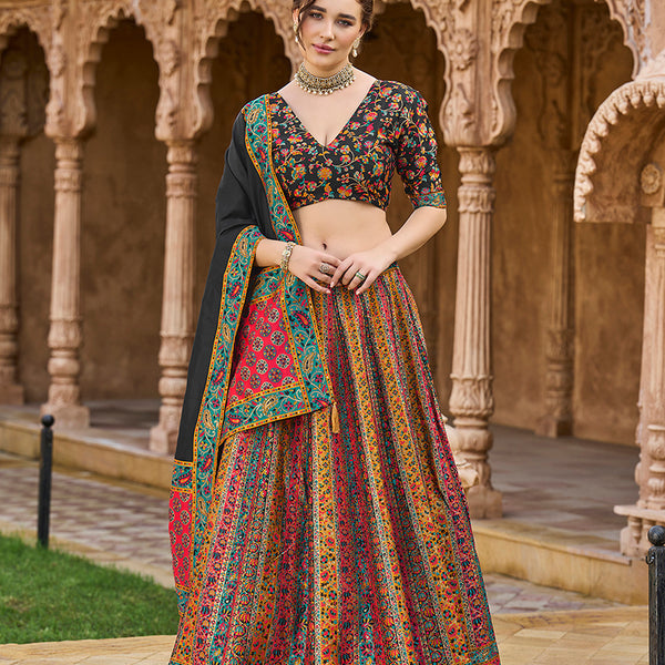 Monjolika Fashion Multi Color Jacquard Designer Lehenga Choli For Festival - Distacart