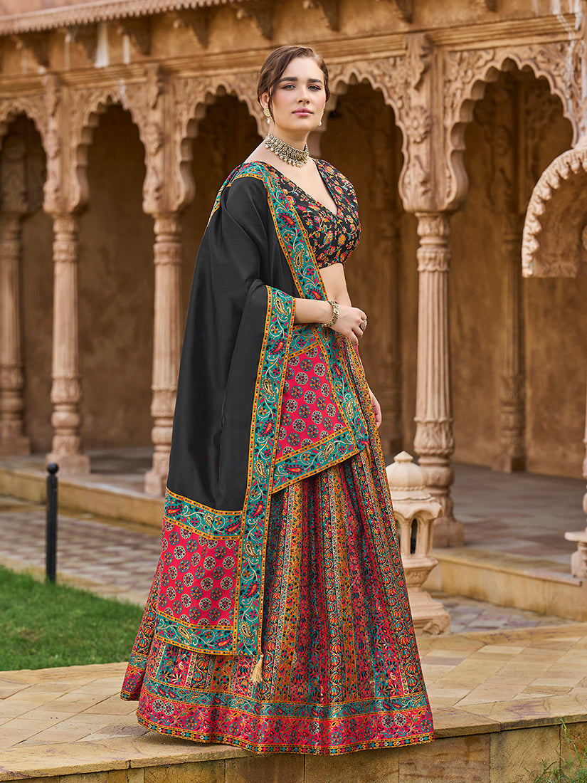 Monjolika Fashion Multi Color Jacquard Designer Lehenga Choli For Festival - Distacart