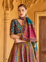 Thumbnail for Monjolika Fashion Turquoise Color Jacquard Designer Lehenga Choli For Festival - Distacart