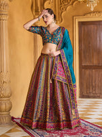 Thumbnail for Monjolika Fashion Turquoise Color Jacquard Designer Lehenga Choli For Festival - Distacart