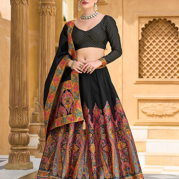 Monjolika Fashion Black Color Jacquard Designer Work Lehenga Choli For Ceremonial
