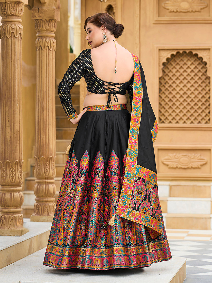 Monjolika Fashion Black Color Jacquard Designer Work Lehenga Choli For Ceremonial
