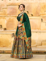 Thumbnail for Monjolika Fashion Dark Green Color Jacquard Designer Work Lehenga Choli For Ceremonial - Distacart