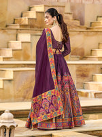 Thumbnail for Monjolika Fashion Wine Color Jacquard Designer Work Lehenga Choli For Ceremonial - Distacart