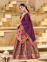 Thumbnail for Monjolika Fashion Wine Color Jacquard Designer Work Lehenga Choli For Ceremonial - Distacart