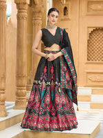 Thumbnail for Monjolika Fashion Charming Black Color Jacquard Lehenga Choli With Dupatta