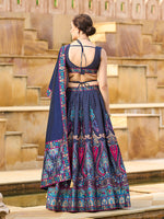 Thumbnail for Monjolika Fashion Charming Navy Blue Color Jacquard Lehenga Choli With Dupatta