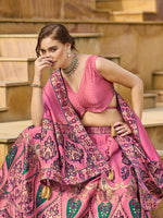 Thumbnail for Monjolika Fashion Charming Pink Color Jacquard Lehenga Choli With Dupatta - Distacart