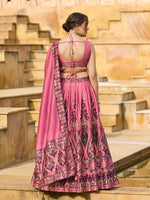 Thumbnail for Monjolika Fashion Charming Pink Color Jacquard Lehenga Choli With Dupatta - Distacart