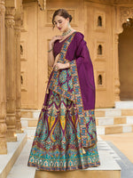 Thumbnail for Monjolika Fashion Charming Wine Color Jacquard Lehenga Choli With Dupatta - Distacart