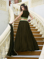 Thumbnail for Monjolika Fashion Designer Lehenga Choli Crush Silk In Olive Green