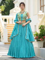 Thumbnail for Monjolika Fashion Designer Lehenga Choli Crush Silk In Sky Blue