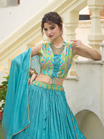 Thumbnail for Monjolika Fashion Designer Lehenga Choli Crush Silk In Sky Blue