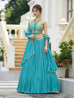 Thumbnail for Monjolika Fashion Designer Lehenga Choli Crush Silk In Sky Blue
