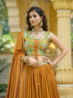 Thumbnail for Monjolika Fashion Designer Lehenga Choli Crush Silk In Mustard