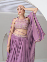 Thumbnail for Monjolika Fashion Lavender Festive Look With Silk Crush Lehenga Choli