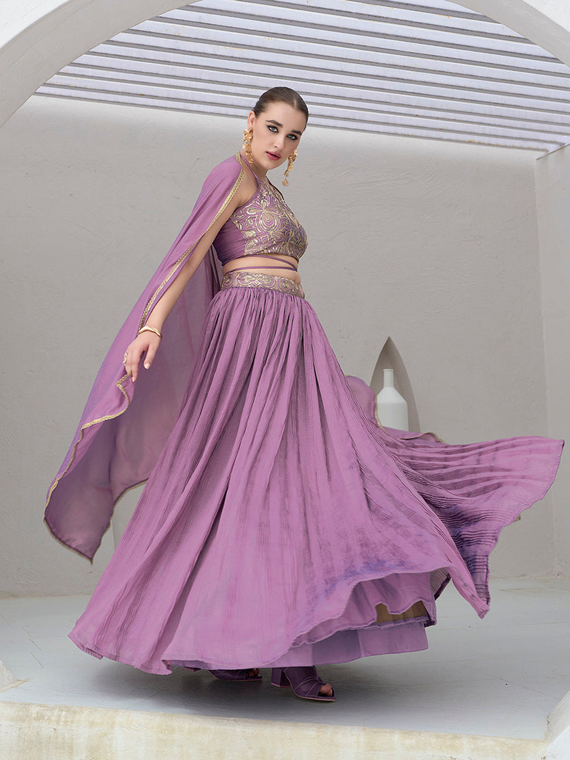Monjolika Fashion Lavender Festive Look With Silk Crush Lehenga Choli