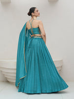 Thumbnail for Monjolika Fashion Sky Blue Festive Look With Silk Crush Lehenga Choli