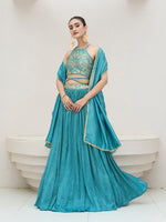 Thumbnail for Monjolika Fashion Sky Blue Festive Look With Silk Crush Lehenga Choli